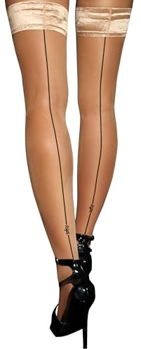 sofsy Halterlose Strümpfe, Nahtstrümpfe für Frauen, Strumpfhose mit Rücknaht & Silikonstreifen| 20 Den
