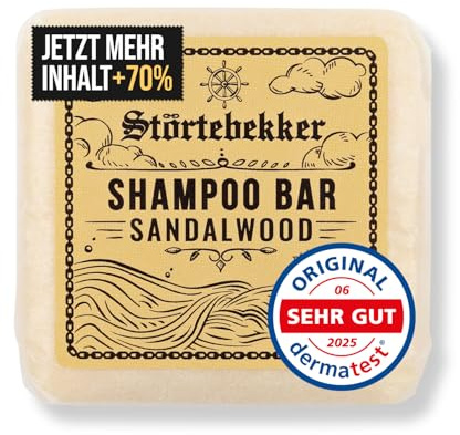 Störtebekker® Premium Shampoo Bar Sandelholz - Festes Shampoo Herren & Damen - 3in1 Duschseife Männer für Haare, Kopfhaut & Bart - Feuchtigkeitsshampoo - vegan, handgefertigt - 100g