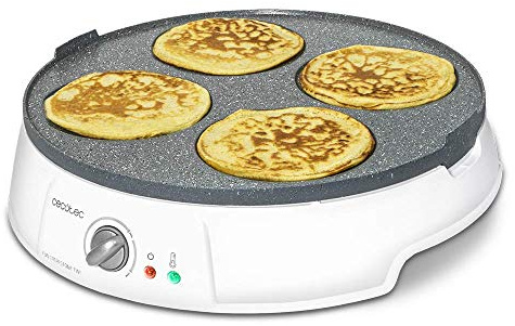 Cecotec Crepe Fun CrepeStone Twin, 1200 w Power und Antihaftbeschichtungsstein aus ökologischem Stein mit umkehrbarer Platte zur Zubereitung von Pfannkuchen oder 4 Pfannkuchen