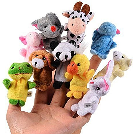 CHSYOO 10 x Klein Tierfiguren Fingerpuppe Samt Handpuppe, Plüschfigur Spielzeug Props für Geburtstag Kinder Party Taufe Babyparty Mitbringsel Geschenk