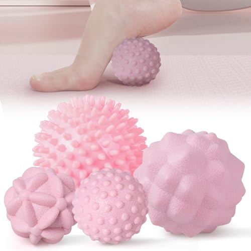 MEGAVOW Massage Ball Faszienball, Faszienkugel Massagebälle Igelball, Rosa | Klein Triggerpunkt Massageball mit Noppen, Anti-Stress Noppenball für Rücken füße Hände Nacken