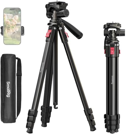 SMALLRIG Aluminium-Kamerastativ AP-30, 67,7 Zoll Reisestativ mit Telefonclip und Tragetasche, Tragbare Stative mit Quick-Flip-Lock-Beinen, für Live-Streaming und Vlogging, Max Tragkraft 11lb – 5474
