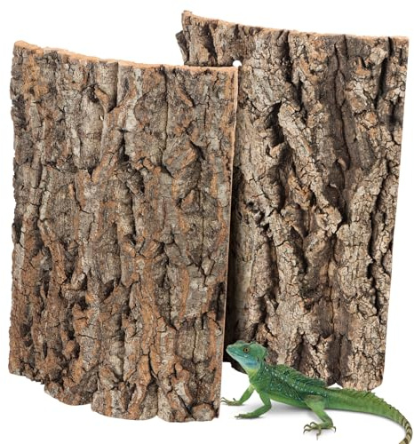 2 Stk Korkrinde Rückwand Für Terrarium Rückwand Zierkork Natürliche Baumrindenoptik Ideale Kletterfläche Rückwand 3D Hintergrund Deko Naturlook Rinde Für Reptilien Wie Gecko Bartagame Und Schildkröten