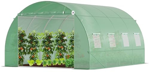 VOUNOT® Gewächshaus Foliengewächshaus Winterfest Tomatenhaus Folientunnel, 4x3x2m 12m² Grün