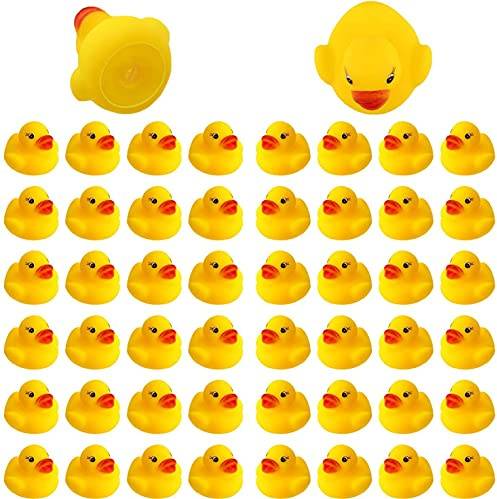 Savita 50 Stück Badeente Gummiente Quietscheente Badespielzeug für Kinder Float and Squeak Mini Gelbe Ente Badewannenspielzeug für Dusch Geburtstags Partyartikel