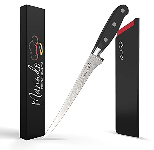 Marindo Profi Filetiermesser inkl. Scheide | Gesamtlänge: 30,5cm | Klingenlänge: 18,5cm | für Fisch und Fleisch | Edelstahl Filetiermesser mit stabilem Griff | Fischmesser extrem scharf