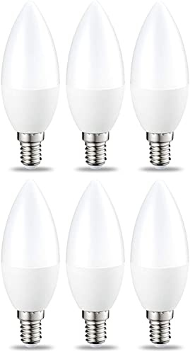 Amazon Basics LED-Leuchtmittel in Kerzenform, kleines Edison-Schraubgewinde E14, 5.5 W (entspricht 40-W-Glühbirne), Warmweiß, nicht dimmbar, 6 Stück (1er Pack)