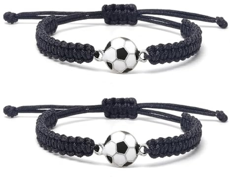 2 Stück Armband Jungs, Freundschaftsarmbänder Jungs, Fussball Armband Jungen, für Teenager Erwachsene Mädchen Jungenc