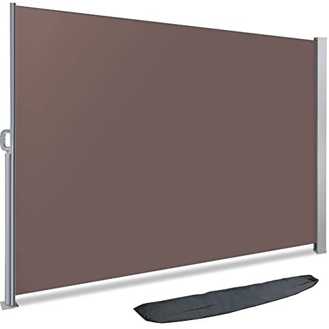 VOUNOT Seitenmarkise Ausziehbar für Balkon, Garten und Terrasse, Sichtschutz, Windschutz, Wasserdicht, Sonnenschutz, 180 x 300 cm, Braun