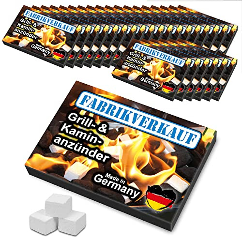 FABRIKVERKAUF | Weiße Anzündwürfel Paraffin | 24 Anzündplatten | Sauber portionierbar und brennstark | Für Grill, Kamin und Ofen