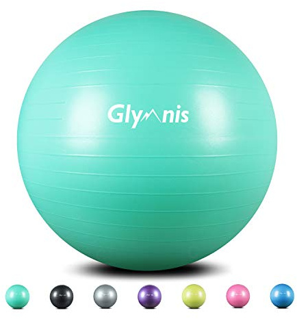 Glymnis rutschfester Gymnastikball mit maximaler Belastung von 300 kg,Pumpe für Pilates,Yoga und Fitness