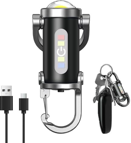 PnxdeobXL Mini Taschenlampe Schlüsselanhänger, Verschieden Licht Modi, USB-Wiederaufladbar, Kompakt & Leicht für Camping, Wandern und Outdoor-Aktivitäten
