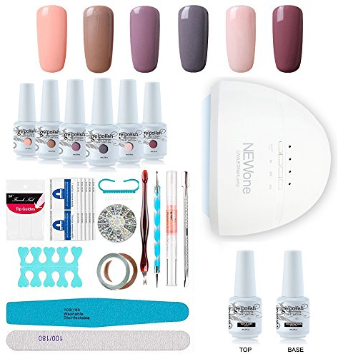Vishine Komplettset Nagellack mit 48W Professionelle LED Lampe Nageltrockner (Nagelfeile, 6 Farben Nagellack Gels, Top Grundlage Coat, Maniküre Werkzeug Zubehör Nail Art Set