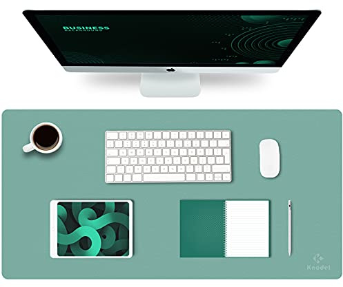 K KNODEL Tischunterlage, Schreibtischunterlage, 80 x 40cm, Laptop Tischunterlage, wasserdichte Schreibunterlage für Büro- oder Heimbereich, doppelseitig (Grün/Grau)