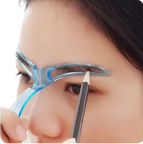 Augenbrauen Schablone für Anfänger, Wiederverwendbar DIY-Augenbrauen Stempel für 3 Minuten Make-up (BLAU)