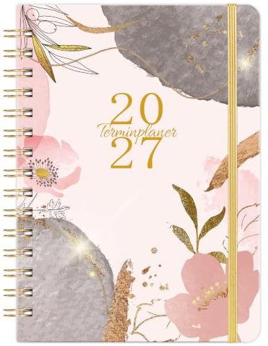Terminplaner 2026 2027 - Kalender 2026 2027 von August 2026 bis Juli 2027, Wochenplaner A5 mit Innentasche, Elastischer Verschluss, A5 Terminkalender Buchkalender, Limonade Rose