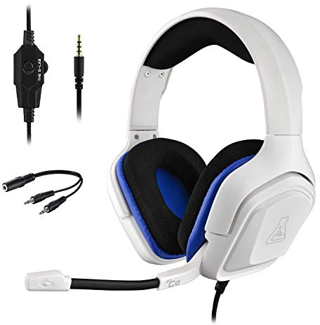 The G-LAB Korp Cobalt Gaming Headset - Stereo Mikrofon, Ultraleicht, Ultra Bass Stereo Headset - 3,5 mm Klinke für PC PS4 PS5 Xbox One Mac Nintendo Switch Tablet Smartphone (weiß)
