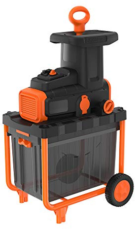 Black+Decker 2.800 Watt Elektro-Leisehäcksler (zur schnellen Zerkleinerung von Zweigen und Ästen bis 45 mm, 45l Auffangbehälter, Vorwärts-/Rückwärtslauf, robuste Räder+Standfüße) BEGAS5800 Multicolor