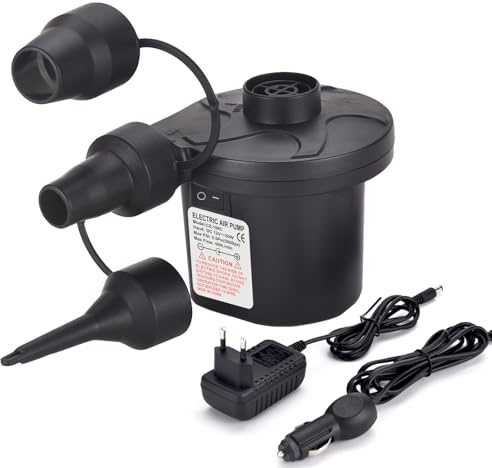Elektrische Luftpumpe Luftmatratze, 2 in 1 Luftpumpe Elektrisch für Aufblasbar und Ablassen, Pumpe Luftmatratze mit 3 Düsen für luftmatratzen, Aufblasbarer Pool, Schwimmring