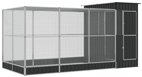 vidaXL Voliere mit Erweiterung Silber 416 x 203 x 216 cm Stahl