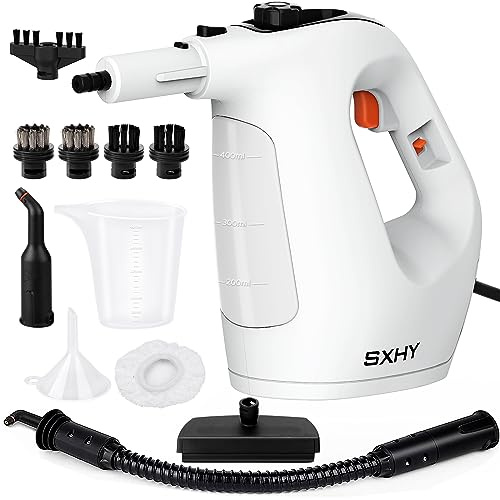 SXHY Tragbarer Dampfreiniger, Multifunktionaler Haushaltsdampfreiniger, Transparenter Wassertank - 11-teiliges Zubehörset, Geeignet für Küchenfett, Sofas, Badezimmer usw.