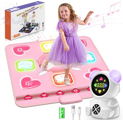 Acelufly Wiederaufladbare Bluetooth-Tanzmatte für Kinder 3-9 Jahre | Leuchtende Tanzmatte, 5 Spielmodi, LED-Lichter, Lautstärkeregelung, Weihnachten Geburtstag Geschenk für Jungen & Mädchen