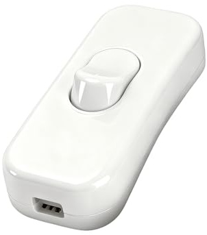 Powice Zwischenschalter,Schnurschalter,Schalter 230v,Kabelschalter,Geeignet für 2- und 3-adrige Netzkabel und Kleingeräte oder Leuchten Kippschalter,Weiß