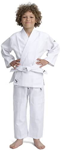 IPPONGEAR Beginner 2 Kinder Judoanzug Kampfsport Anzug inkl Gürtel (Ausrüster der deutschen Nationalmannschaft I Gummizug & Schnürbund an der Hose I 190gr/m² Stoffdichte) weiß