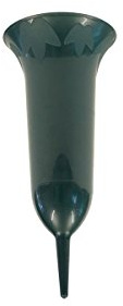 greemotion Grabvase Grün, Steckvase 1,1L, Vase für Grab 37cm, Grabdeko Kunststoff, Blumenvase für Grab, Trauerschmuck Blumen-Vase, robuste Friedhofsvase, witterungsbeständiger Grabschmuck
