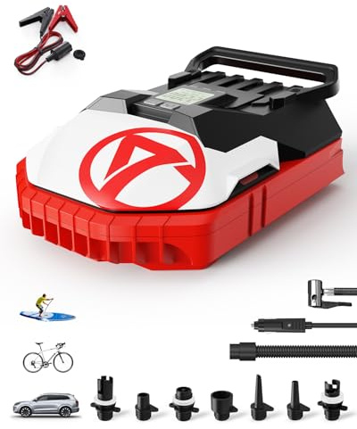 GICLE SUP Pumpe, Elektrische Paddleboard Pumpe mit 12V DC Kfz-Anschluss, Intelligent Geregeltes Aufblasen und Entleeren, Auto-Off für Reifen, Boot, Zelt (60PSI Upgrade-Modell)
