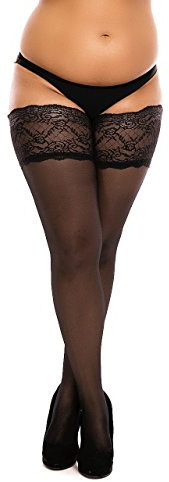 BIGGI BIG Lace 20 halterlos Strümpfe Große Größen-schwarz-52-54