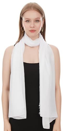 Shawl Factory Chiffon Schal Damen Weiß - Seidenweich und Federleicht - Eleganter Halstuch Schal - Polyester Tuch Halstuch Damen Frühling Sommer - Pflegeleichtes Schaltuch - Damenschal Leicht (Weiß)
