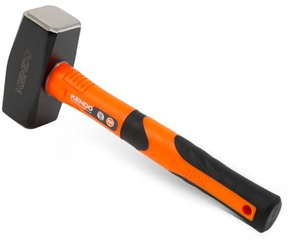 KENDO Fäustel 1500g – Kohlenstoffstahlkopf - Fiberglasstiel - Feustel Hammer