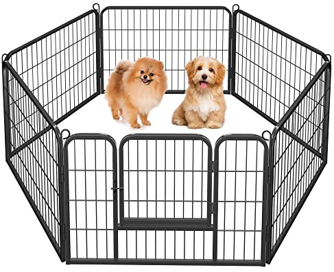 Yaheetech Welpenlaufstall Welpengitter 6 Gitter je 80x 60 cm Welpenauslauf Freigehege für Hund Hundelaufstall Innen/Außenbereich
