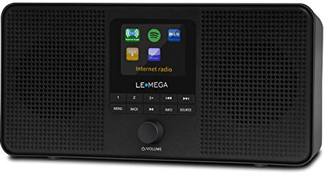 LEMEGA IR4 Internetradio,Podcast,Bluetooth,DAB/UKW Stereo,OKTIV App,Schwarz | 60 Senderspeicher, Weckfunktion, Farbdisplay, Netz- oder AA-Batteriebetrieb, echtes 2.0-Stereo, Spotify Connect