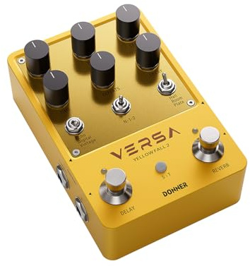 Donner Delay & Reverb Pedal with Tap Tempo, Preset Saving, Stereo in/out, Digital 3x3 Multi-Mode Effects for Electric Guitar, True Bypass (Versa - Yellow Fall II)