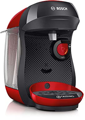 Bosch Tassimo Happy Kapselmaschine TAS1003 Kaffeemaschine by, 70 Getränke, vollautomatisch, geeignet für alle Tassen, platzsparend, 1400 W, rot