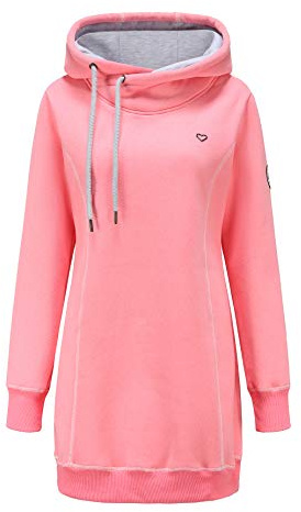 ELFIN Hoodie Pullover Damen Lange Sweaterkleid Kapuzenpullover Sweatshirt Pulli Herbst Winter