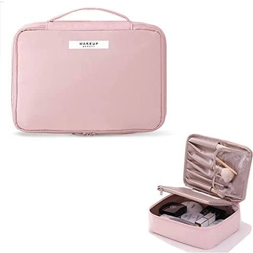 Kosmetiktasche für Frauen, wasserdichte Make-up-Tasche, Reise Kulturbeutel, Waschtasche für Männer & Frauen, Große ​Make-up- Tragbare Schminktasche Organizer für Damen und Mädchen(Rosa)