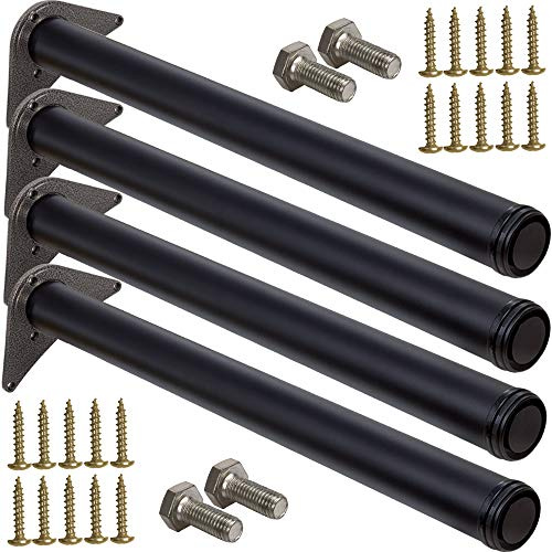 Stahlia 4 x Tischfuß Ø60 mm SCHWARZ MATT Tischbeine Möbelfuß |Höhe 710 mm|höhenverstellbar + 30 mm|inkl. Befestigungsmaterial |Tischfuss Verstellfuß Möbel Fuß Füße |