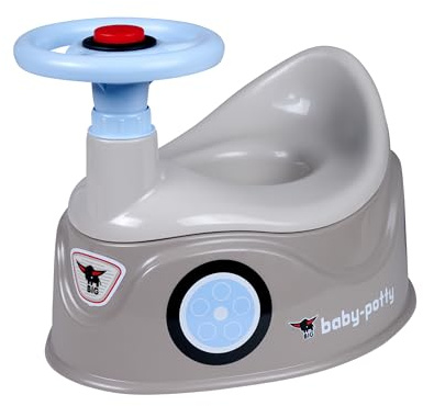 BIG-Baby-Potty grau - Lerntöpfchen im BIG-Bobby-Car Design mit abnehmbarem Lenkrad und hoher Rückenlehne, herausnehmbarer Einsatz, für Kinder ab 18 Monaten