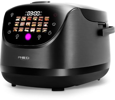 Multikocher RED COLORSENSE - MC200 RU (Russisch) 5L Multiwarka Touch-Bedienung Schnellkochtopf Reiskocher Multicooker 860 W Warmhaltung Joghurtbereiter Dampfgarer