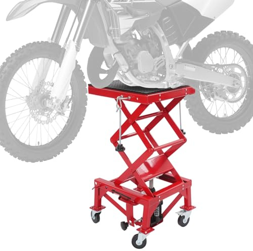 KAPIPALA Motorradhebebühne Hydraulischer Motorradheber 200kg Belastbar mit Fußbetätigung Motorräder ATV Dirtbike Scherenhebebühne mit Rad mit Bremse 41x34x35-87cm