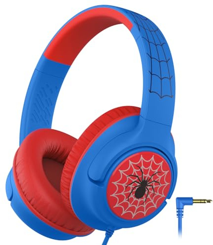 iClever Kopfhörer Kinder, Kinder Kopfhörer mit Kabel 85dBA Sichere Lautstärke, Stereo Sound, Over Ear Faltbare 3.5 mm Jack Kinder Kopfhörer für iPad, Tablets, Schule, Reisen,Schwarz und Rot