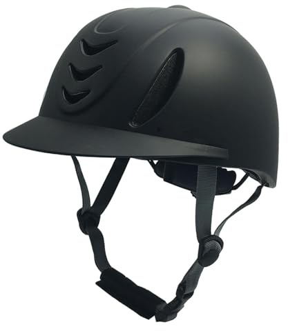 Sharplace Reithelm Schutz für Kinder, Kinderhelm, Reitkappe verstellbar für Mädchen & Jungen, belüfteter Reithelm zum Reiten, Radfahren, Skifahren, 47-50cm, Voll Schwarz