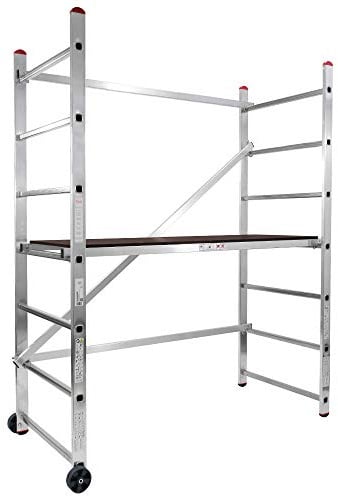 STRUKTURO fahrbares Arbeitsgerüst - Arbeitshöhe 3,00 m - Kleingerüst - Arbeitsgerüst mit Treppenverstellung, aus Aluminium, für innen und außen