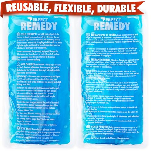 Perfect Remedy - Kühlpads für Verletzungen, Wiederverwendbarer Kühlpack & Wärme-Kompressen, Kühlpad für Schmerzlinderung, Kühlakku Gel für Knie, Rücken, Hals, Knöchel [2 Stück, Regulär, Blau]