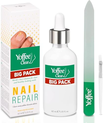 Yoffee Clear XL natürliche Anti-Nagelpilz Behandlung mit Bio-Arganöl, 60 ml | Mit Vitamin E Bio Argan und Teebaumöl Antiseptikum Für Finger und Pediküre Klinisch erprobt Made in Spain