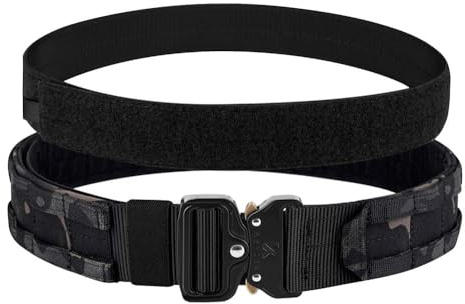 KRYDEX GEAR Taktischer Gürtel mit Schnellverschluss 1,75 Zoll Taktischer Gürtel mit 1,5 Zoll Innengürtel Schwerlast Molle Gürtels Arbeitsgürte Hochleistungsgürtel für Herren (MCBK, XL)
