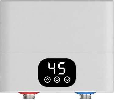 Klein Elektronischer Durchlauferhitzer 220V 5500W, für Küche & Badezimmer | Mini Warmwasserbereiter Klein Elektrisch Instant Durchlauferhitzer mit LED Temperaturanzeige, Schnelles Aufheizen, Square